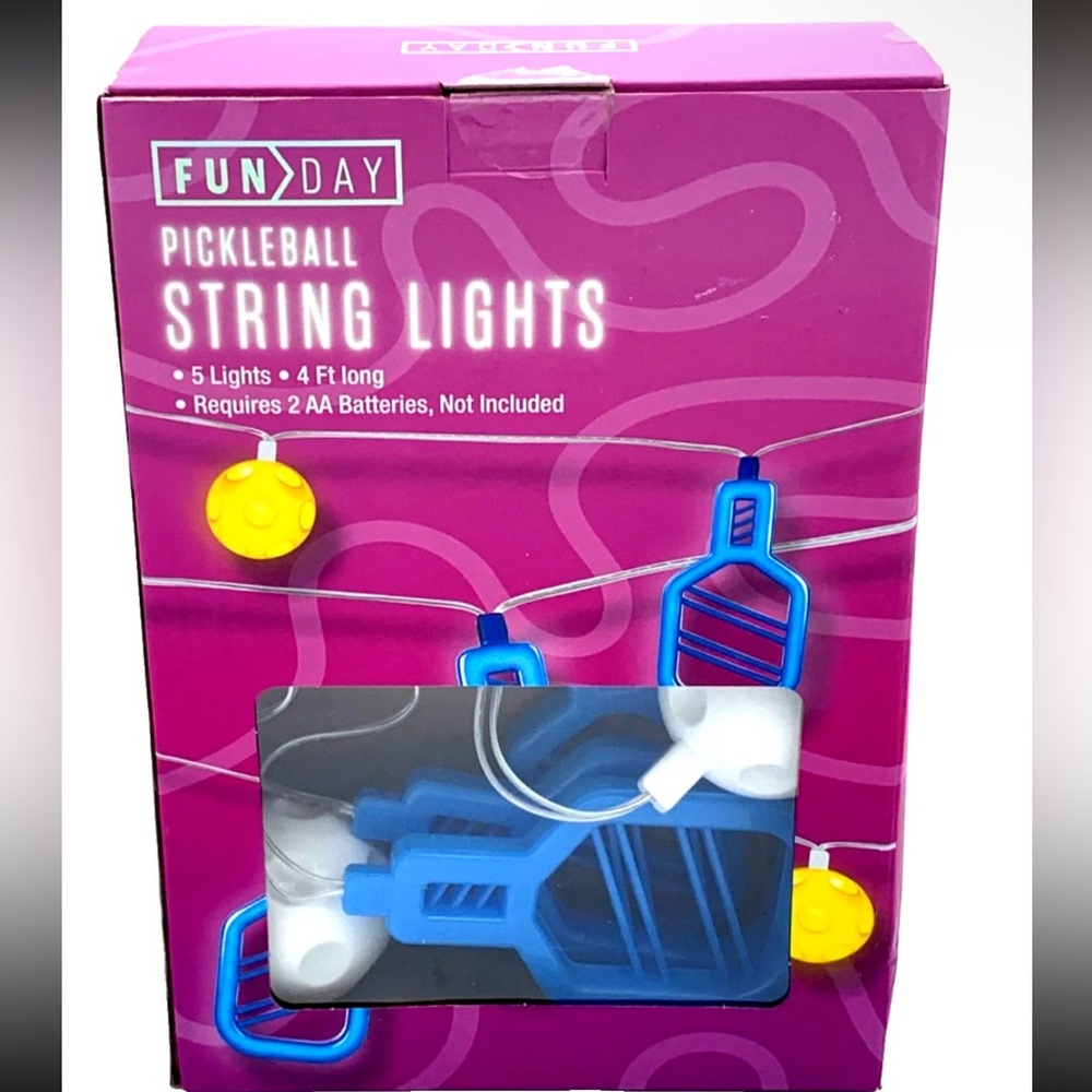 FUNDAY Pickleball String Lights - Blue & Yellow
